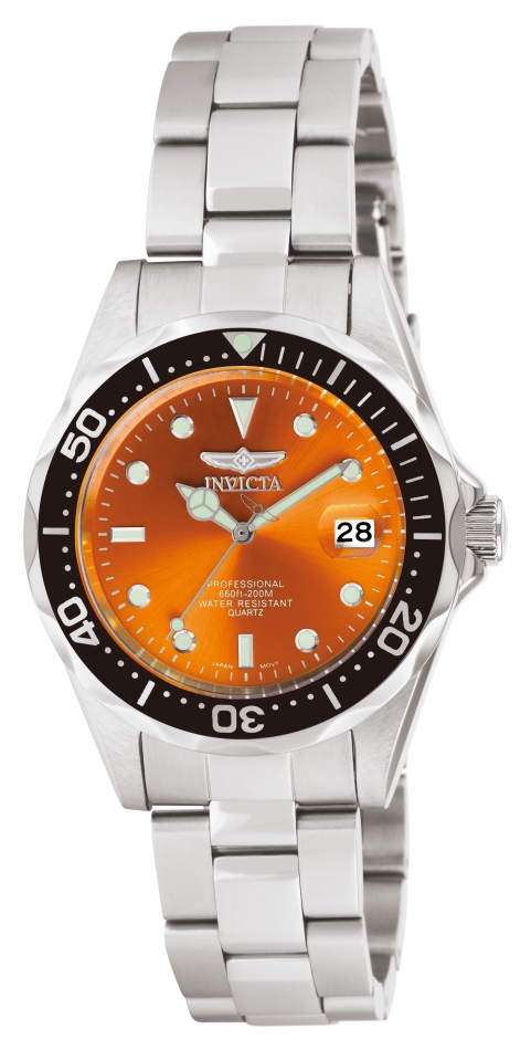 Picture of Invicta 10665 37.5 in. Dia. 18 mm Mens Pro Diver Quartz 3 Hand Orange Dial Watch