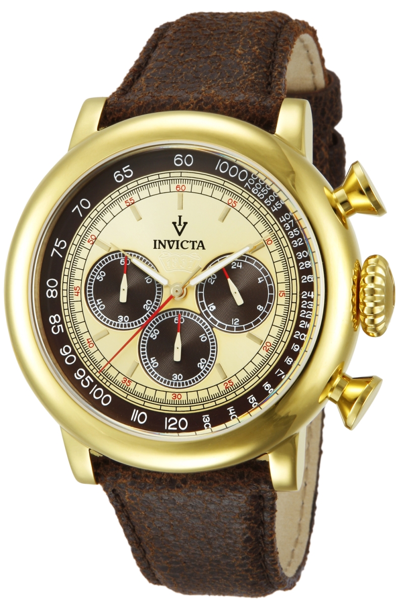 Picture of Invicta 13058 48 in. Dia. 24 mm Mens Vintage Quartz 3 Hand Brown&#44; Ivory Dial Watch