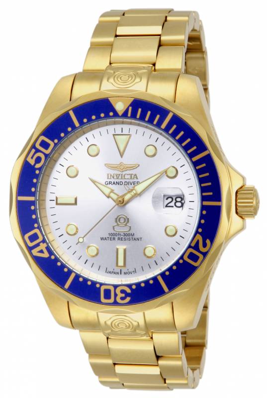 Picture of Invicta 13872 47 in. Dia. 22 mm Mens Pro Diver Automatic 3 Hand Silver Dial Watch