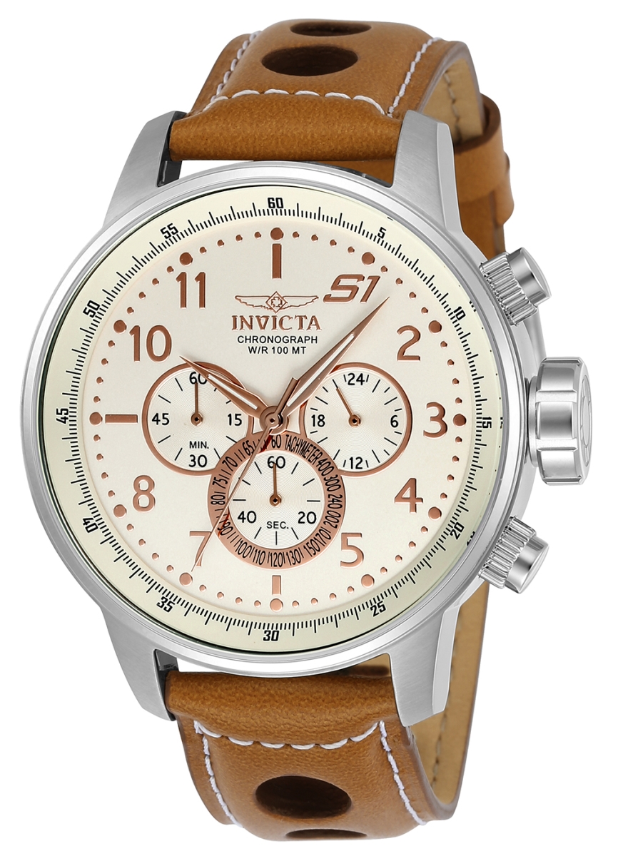 Picture of Invicta 23596 48 in. Dia. 22 mm Mens S1 Rally Quartz Multifunction Ivory Dial Watch