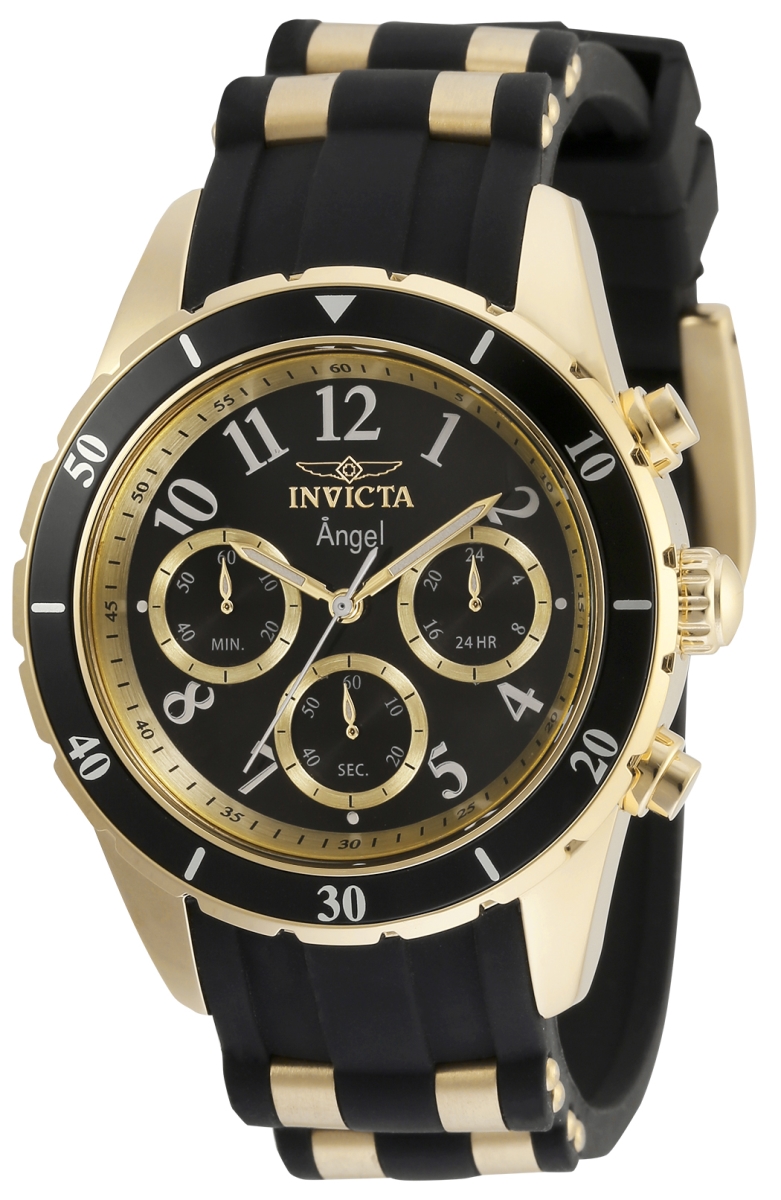 Picture of Invicta 35589 40 in. Dia. 20 mm Womens Angel Quartz 3 Hand Black Dial Watch