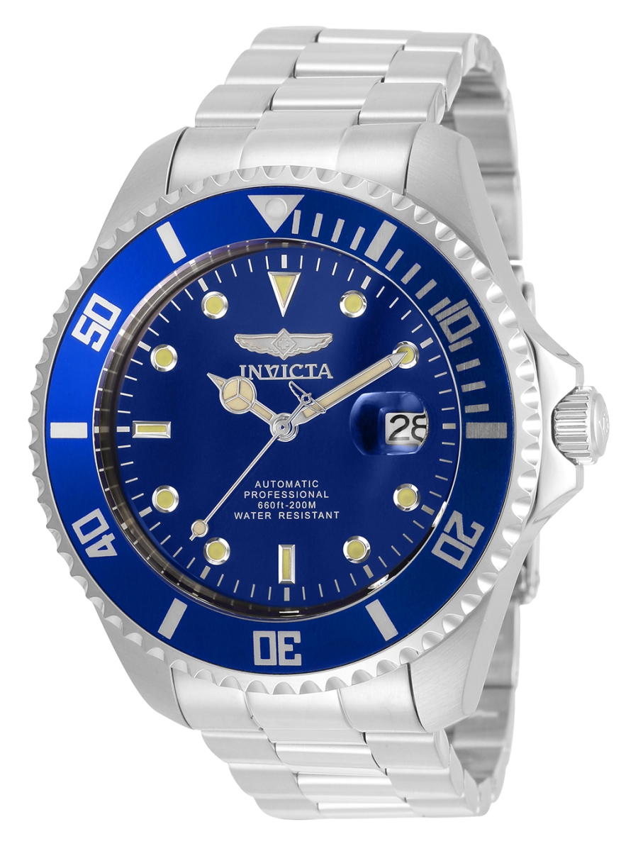 35718 Pro Diver Automatic 3 Hand Blue Dial Mens Stainless Steel Watch -  Invicta