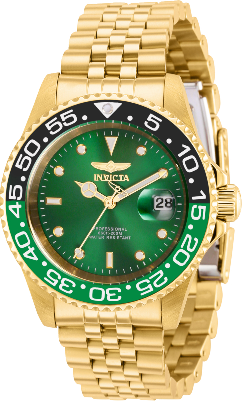 Picture of Invicta 36044 40 in. Dia. 20 mm Mens Pro Diver Quartz 3 Hand Green Dial Watch