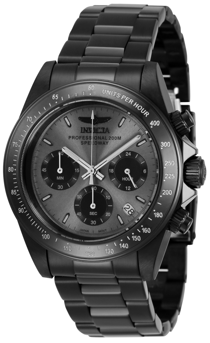 36741 39.5 in. Dia. 20 mm Mens Speedway Quartz Chronograph Grey, Black Dial Watch -  Invicta