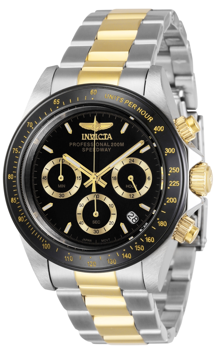 36743 39.5 in. Dia. 20 mm Mens Speedway Quartz Chronograph Black Dial Watch -  Invicta