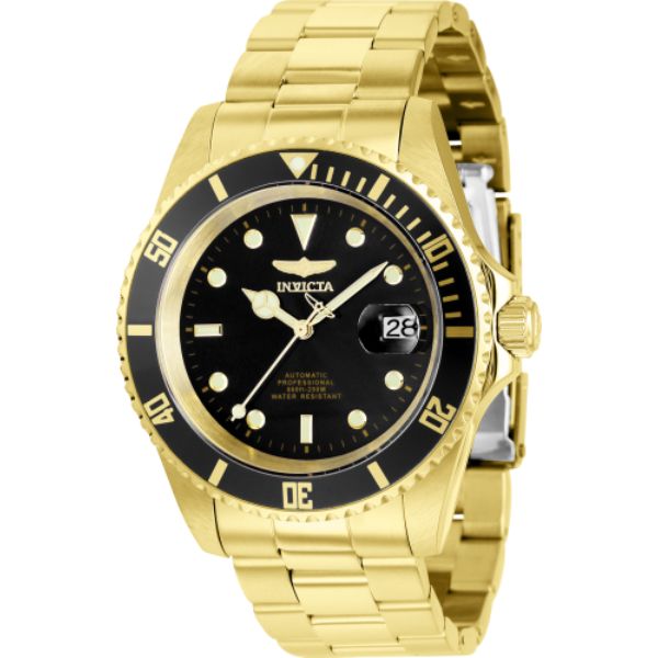 43 in. Dia. 22 mm Mens Pro Diver Automatic 3 Hand Black Dial Watch