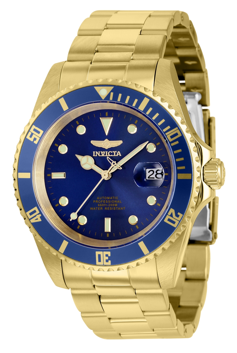 43 in. Dia. 22 mm Mens Pro Diver Automatic 3 Hand Blue Dial Watch