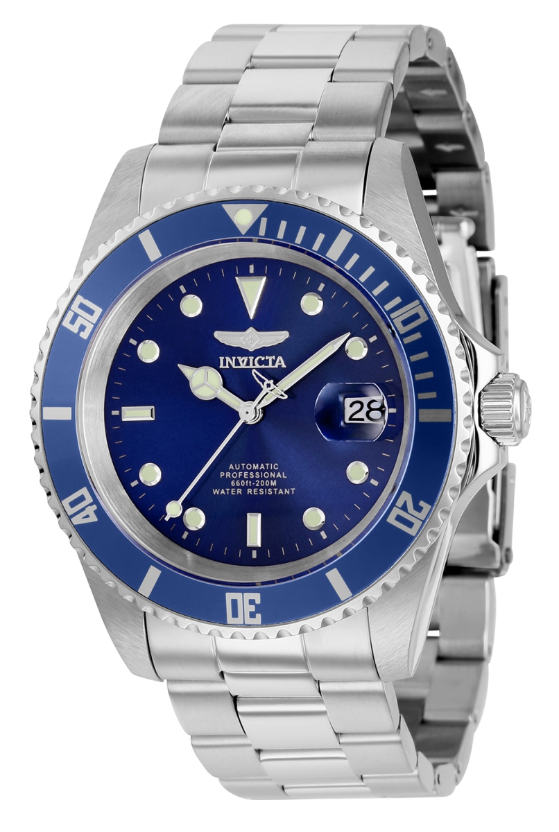 43 in. Dia. 22 mm Mens Pro Diver Automatic 3 Hand Blue Dial Watch