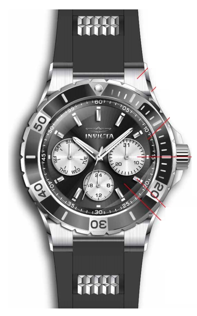 Picture of Invicta 37316 38 in. Dia. 22 mm Womens Aviator Quartz Chronograph Black Dial Watch