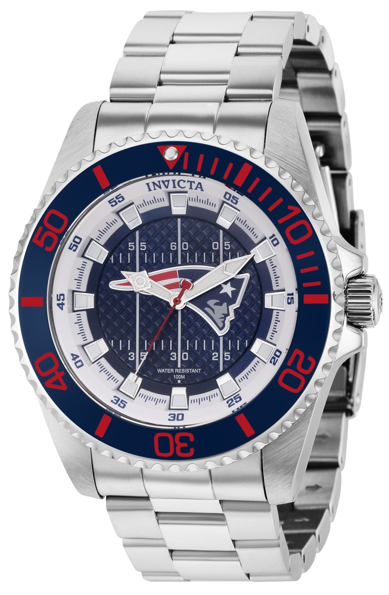 36921 Mens NFL New England Patriots Quartz 3 Hand Dial Watch, Blue, Red & White -  Invicta