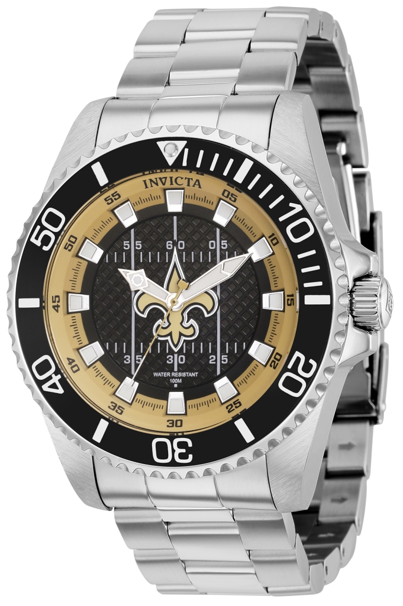 36941 Mens NFL New Orleans Saints Quartz 3 Hand Dial Watch, Black, Brown & White