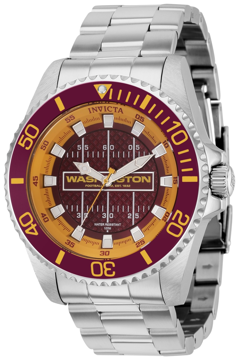 36943 Mens NFL Washington Commanders Quartz 3 Hand Dial Watch, Red, Orange & White -  Invicta