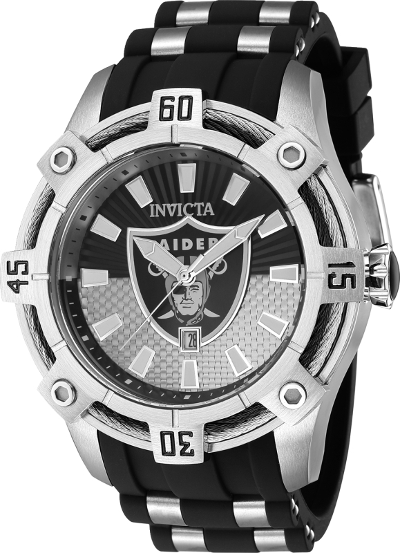 42066 Mens NFL Las Vegas Raiders Quartz 3 Hand Dial Watch, White, Black & Ivory -  Invicta