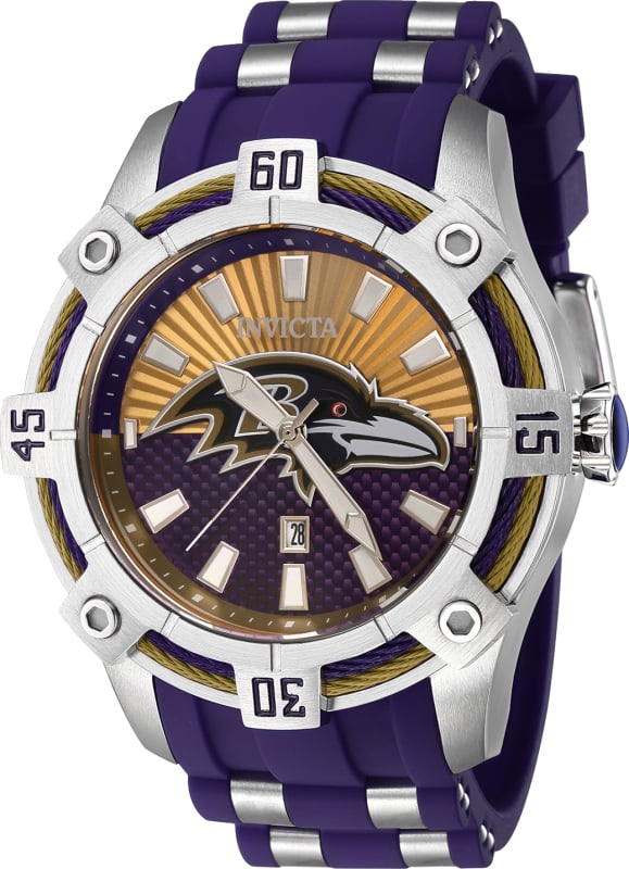 42067 Mens NFL Baltimore Ravens Quartz 3 Hand Dial Watch, Multi Color -  Invicta