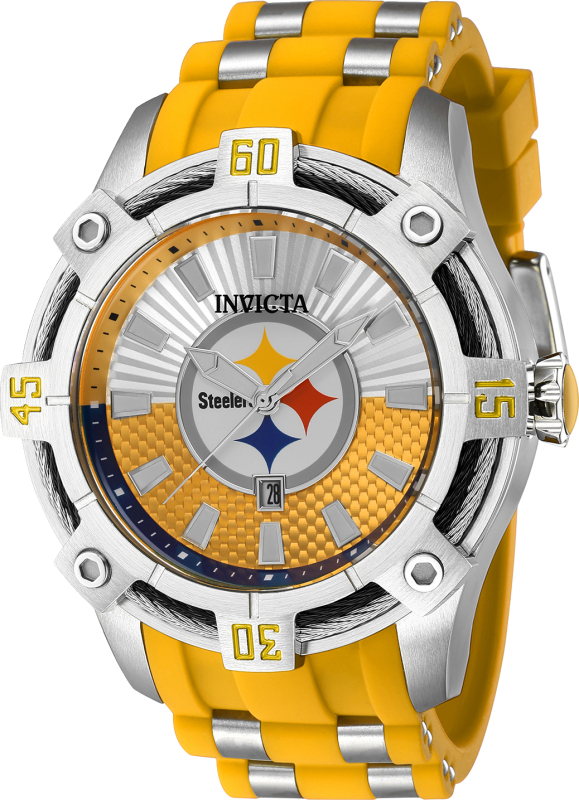 42073 Mens NFL Pittsburgh Steelers Quartz 3 Hand Dial Watch, Red & Blue -  Invicta