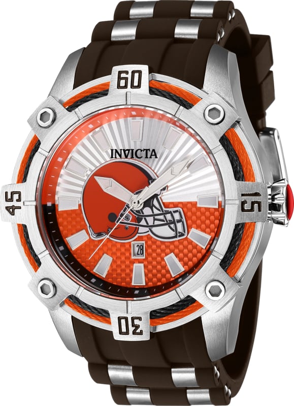 42075 Mens NFL Cleveland Browns Quartz 3 Hand Dial Watch, Orange & Silver -  Invicta