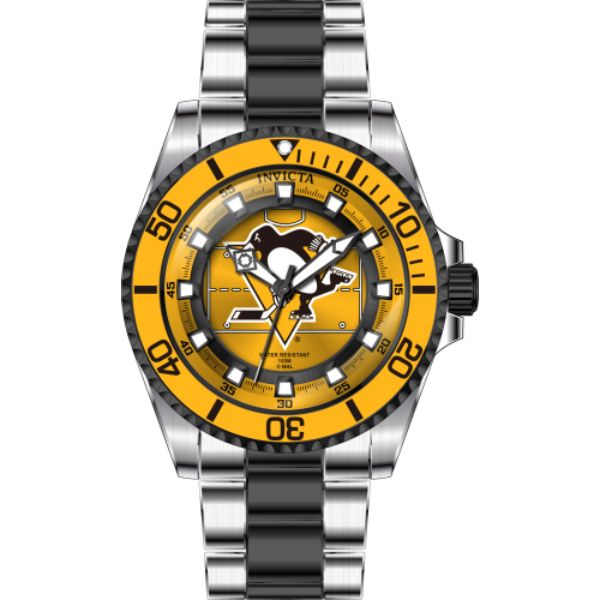 42208 Womens NHL Pittsburgh Penguins Quartz Dial Watch, Yellow, White & Black -  Invicta