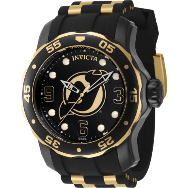 Mens NHL New Jersey Devils Quartz 3 Hand Dial Watch, Gold, Black & White -  Moment-in-Time, MO3306337