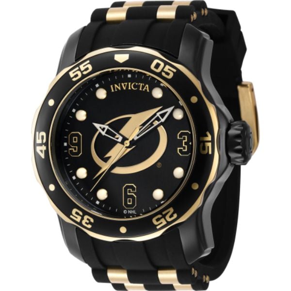 42319 Mens NHL Tampa Bay Lightning Quartz 3 Hand Dial Watch, Black, White & Gold -  Invicta