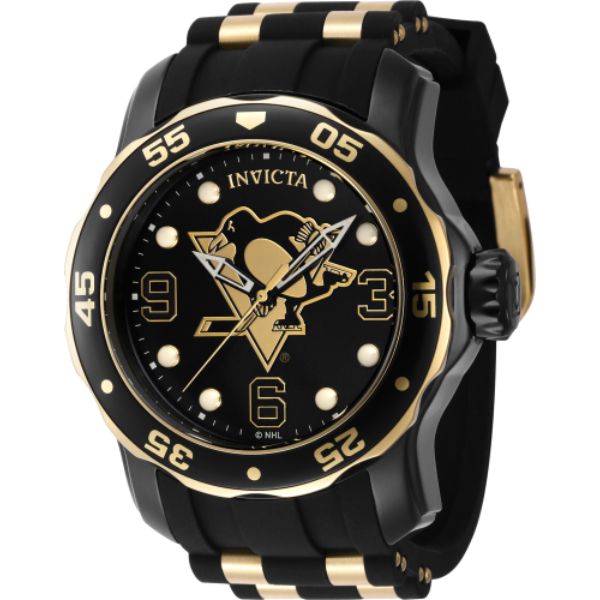 42322 Mens NHL Pittsburgh Penguins Quartz 3 Hand Dial Watch, Black, White & Gold -  Invicta