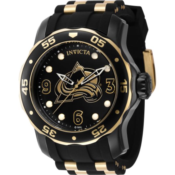 42323 Mens NHL Colorado Avalanche Quartz 3 Hand Dial Watch, Black, White & Gold -  Invicta