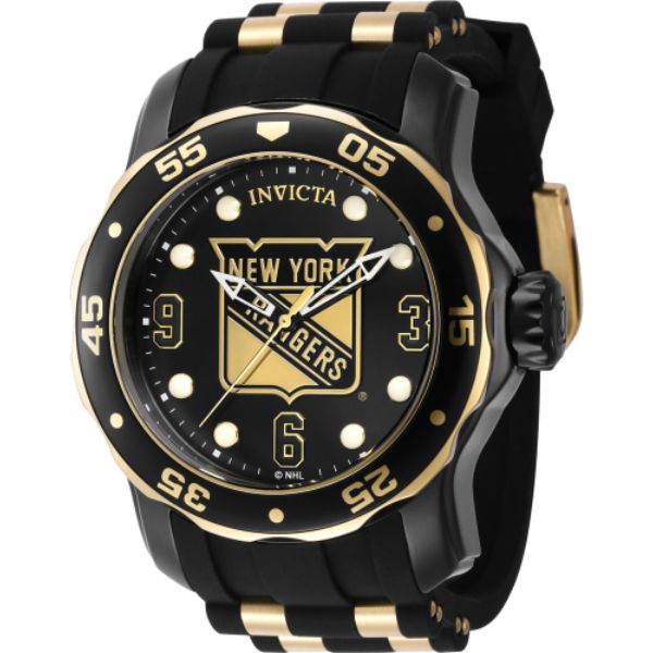 42324 Mens NHL New York Rangers Quartz 3 Hand Dial Watch, Black, White & Gold -  Invicta