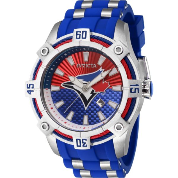 43298 Mens MLB Toronto Blue Jays Quartz Multifunction Dial Watch, Red, White & Blue -  Invicta