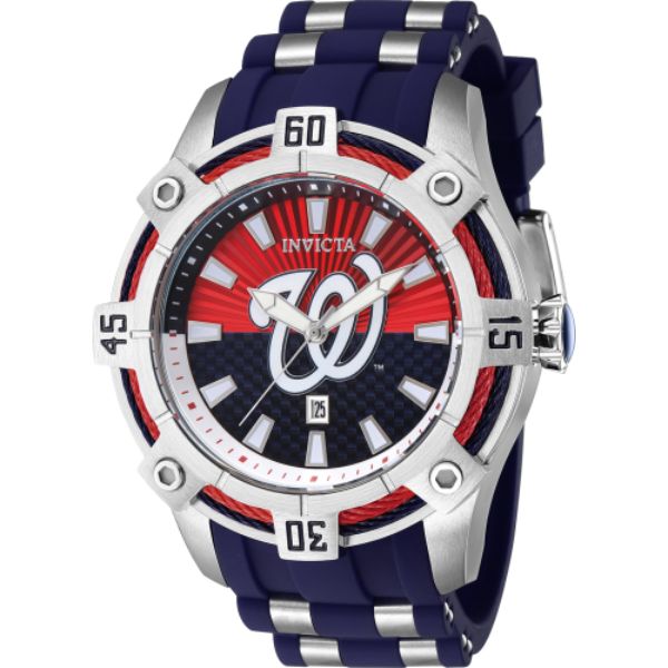 43299 Mens MLB Washington Nationals Quartz Multifunction Dial Watch, Red, White & Blue -  Invicta