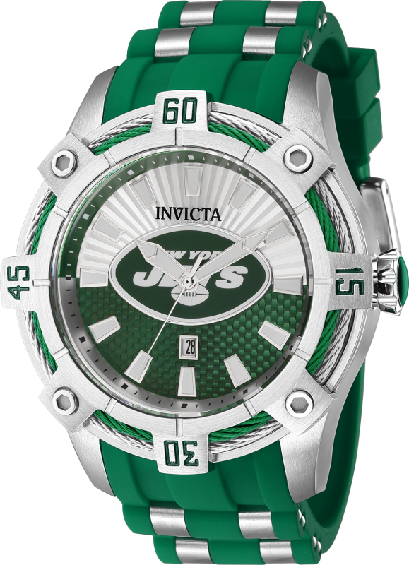 43325 Mens NFL New York Jets Quartz 3 Hand Dial Watch, Green, Silver & White -  Invicta