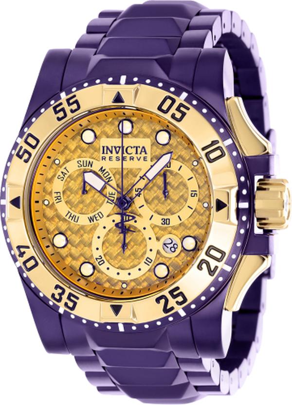 38337 Reserve Quartz Chronograph Gold & Purple Men Dial Watch -  Invicta