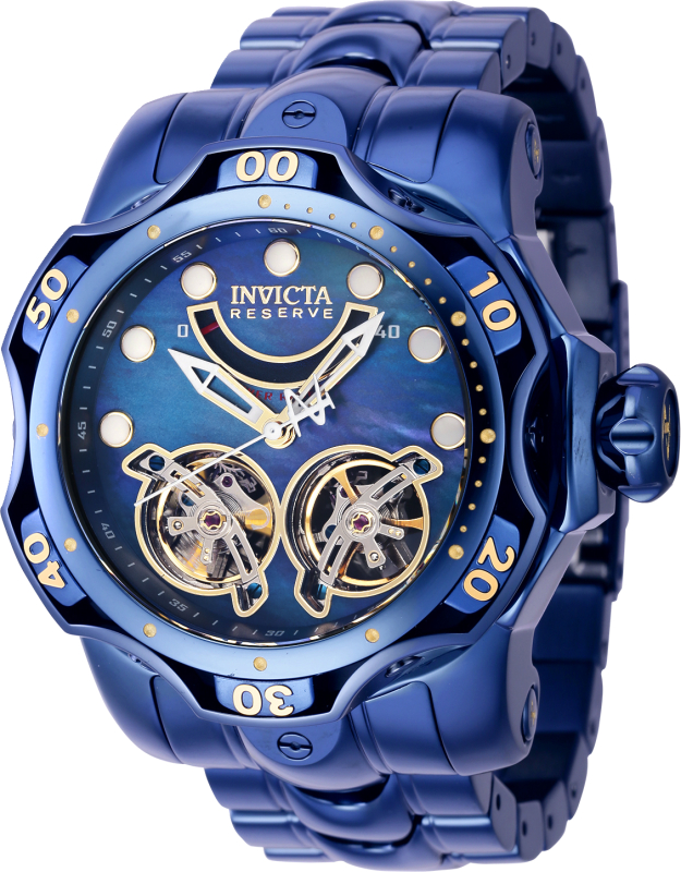 40058 Reserve Automatic Multifunction Blue & Gold Dial Men Watch -  Invicta