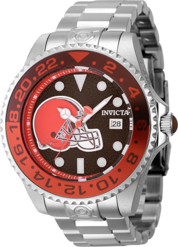 45037 NFL Cleveland Browns Automatic 3 Hand Orange, Brown Dial Men Watch -  Invicta