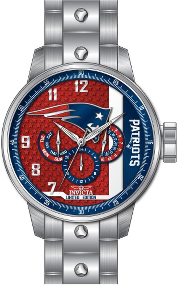 45131 NFL England Patriots Quartz Chronograph Red & White, Blue Men Dial Watch -  Invicta