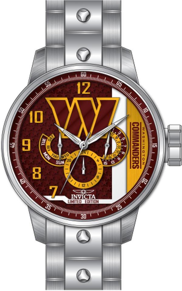 45132 NFL Washington Commanders Quartz Chronograph Burgundy & Yellow, White Men Dial Watch -  Invicta