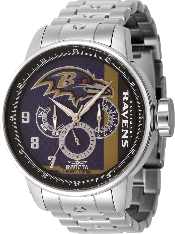 45140 NFL Baltimore Ravens Quartz Multifunction Purple & Gold, Black Men Dial Watch -  Invicta