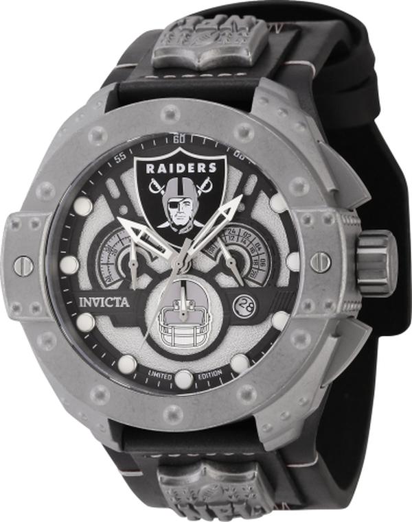 45116 NFL Las Vegas Raiders Quartz Chronograph Gunmetal & Silver, Blue Men Dial Watch -  Invicta