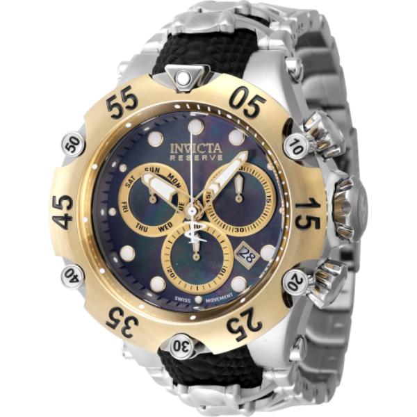47217 Mens Reserve Quartz Chronograph Black, Gold Dial Watch -  Invicta