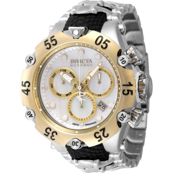 47218 Mens Reserve Quartz Chronograph Gold, White Dial Watch -  Invicta