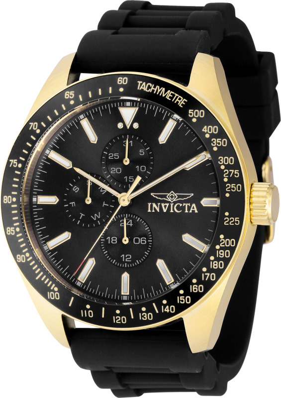38404 Mens Aviator Quartz Multifunction Black Dial Watch -  Invicta