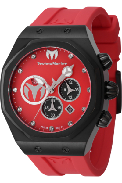 TM-523003 Men Reef Quartz Chronograph Black, Silver & Red Dial Watch