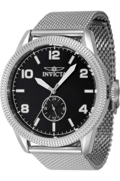 47134 44 mm Men Vintage Quartz 3 Hand Black Dial Watch
