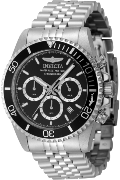 48381 44 mm Men Pro Diver Quartz Chronograph Black Dial Watch with Sunray Finish