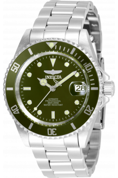 35690 Men Pro Diver Automatic 3 Hand Military Green Dial Watch