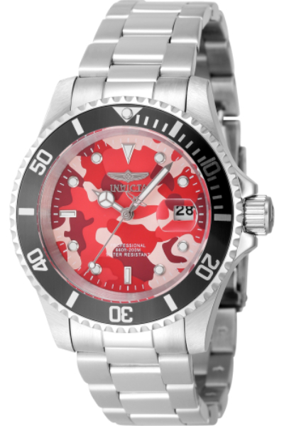 48568 Men Pro Diver Quartz 3 Hand Camouflage & Pink Dial Watch