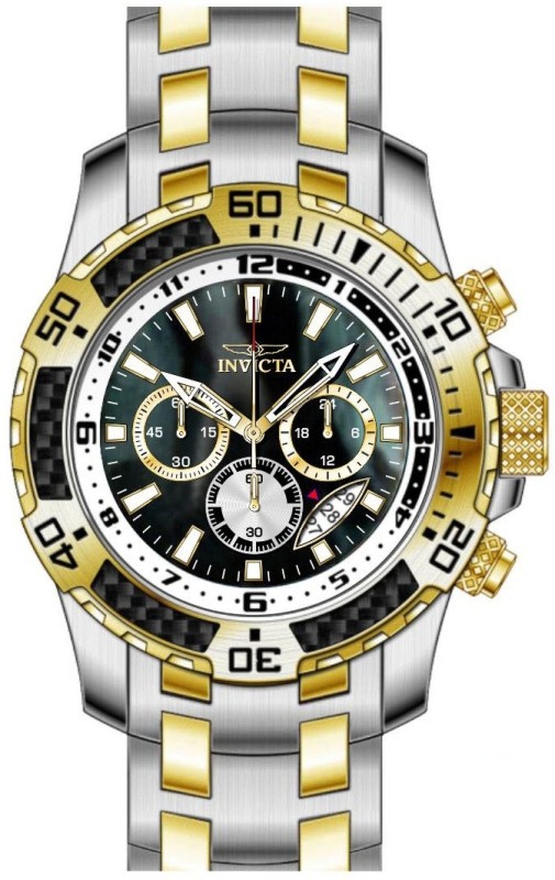 49852 Men Pro Diver Quartz VD53 Abalone Black Dial Watch