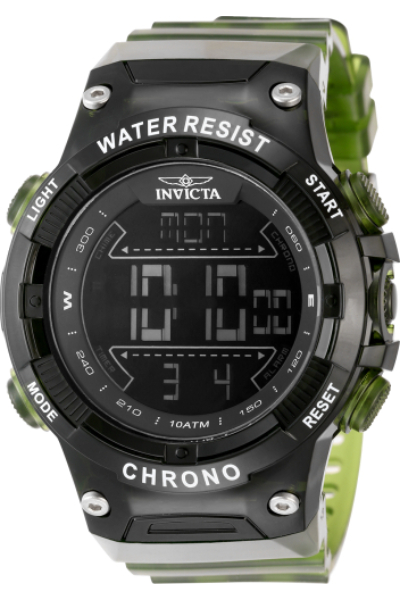 49049 Men Racing Digital GMTAlarm Black Dial Watch with Green Band