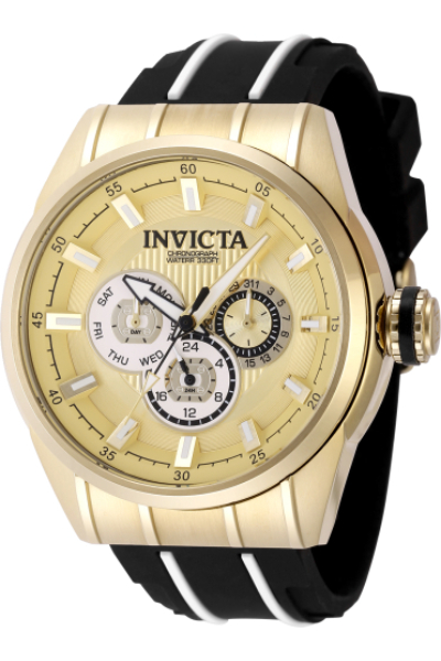 49056 Men Speedway Quartz Chronograph Gold & White Dial Watch