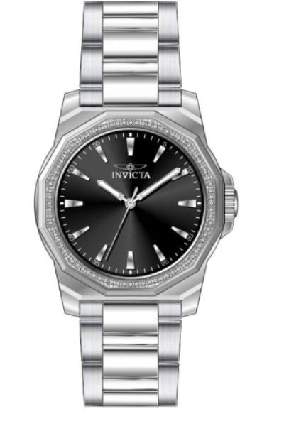 49111 Women Speedway Quartz 3 Hand Black Dial Watch with Sunray Finish