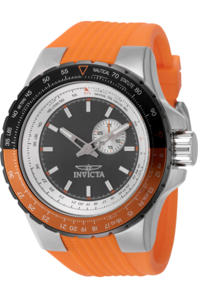 Invicta Aviator Orange Silicone Strap Gunmetal Dial Quartz 49721 100M Men's Watch