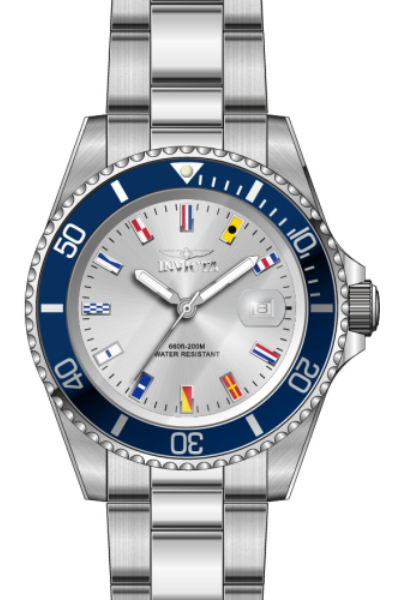 49885 40 mm Men Pro Diver Quartz 3 Hand Silver Dial Watch